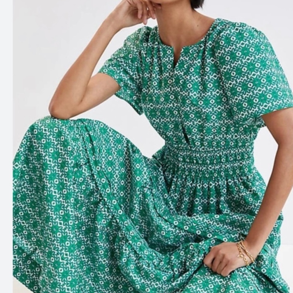 Anthropologie Somerset Green Geometric Maxi Dress XS